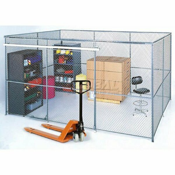 Global Industrial Wire Mesh Partition Security Room 10x10x10 with Roof, 4 Sides 180460